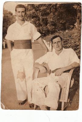 [Thumb - Hugh Maines seated and friend during service in the Commandos while in either N.Africa,Burma or India.jpg]